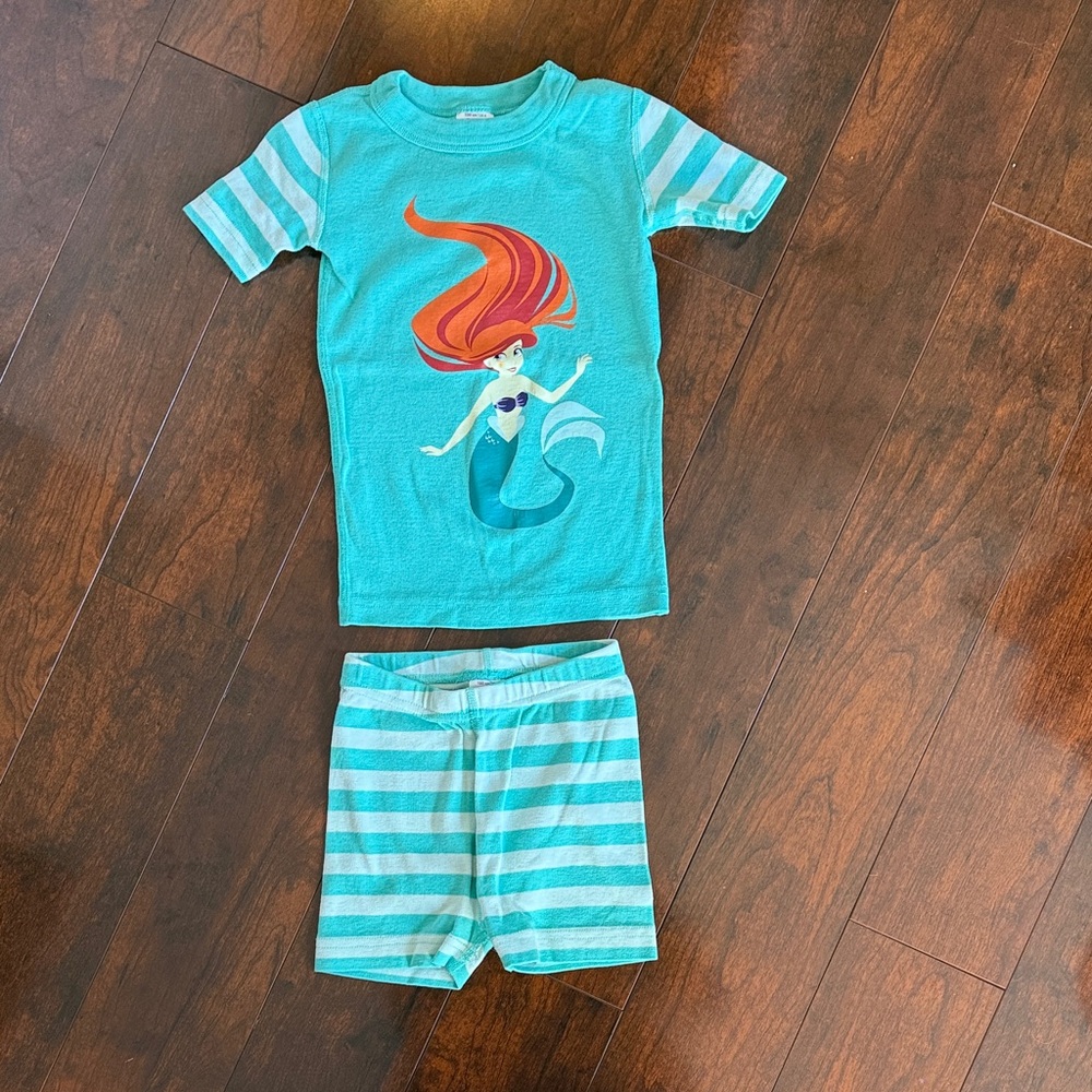 Ariel Mermaid Teal Stripe Kids Pajama Set